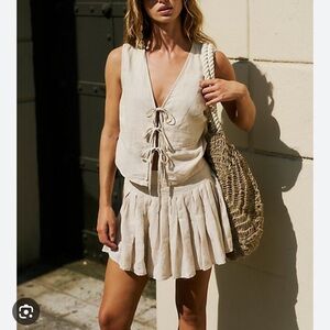 Free People Beige Lace-Up Skirt Set